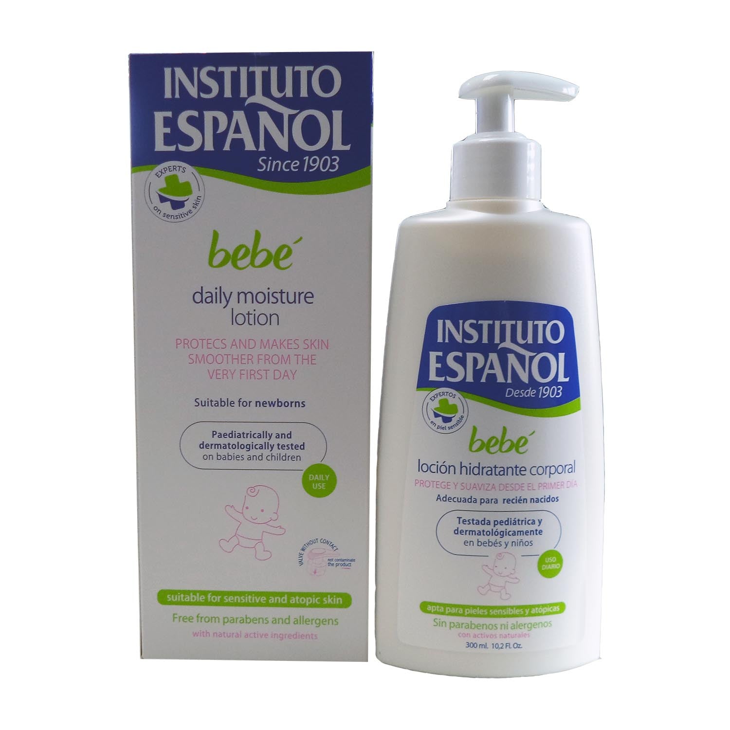 Instituto Español Bebe Locion Corporal Hidratante Recien Nacido Piel Sensible Sin Alergenos 300Ml